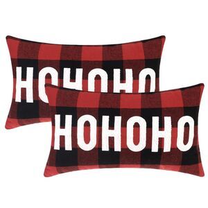 uxcell Pack of 2 Plaid Print Throw Pillow Covers 12 x 20 Inch English